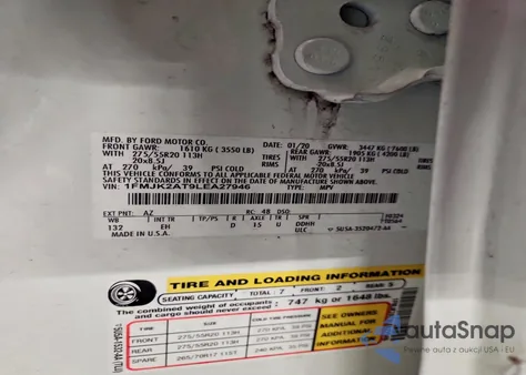 2020 Ford Expedition Max Limited z USA, uszkodzony, nr VIN 1FMJK2AT9LEA27946